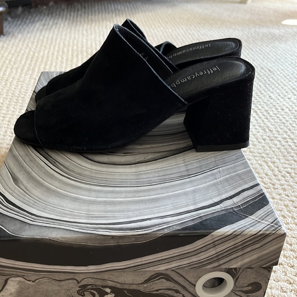 Jeffrey Campbell Perpetua black suede slide chunky heals - Picture 2 of 6